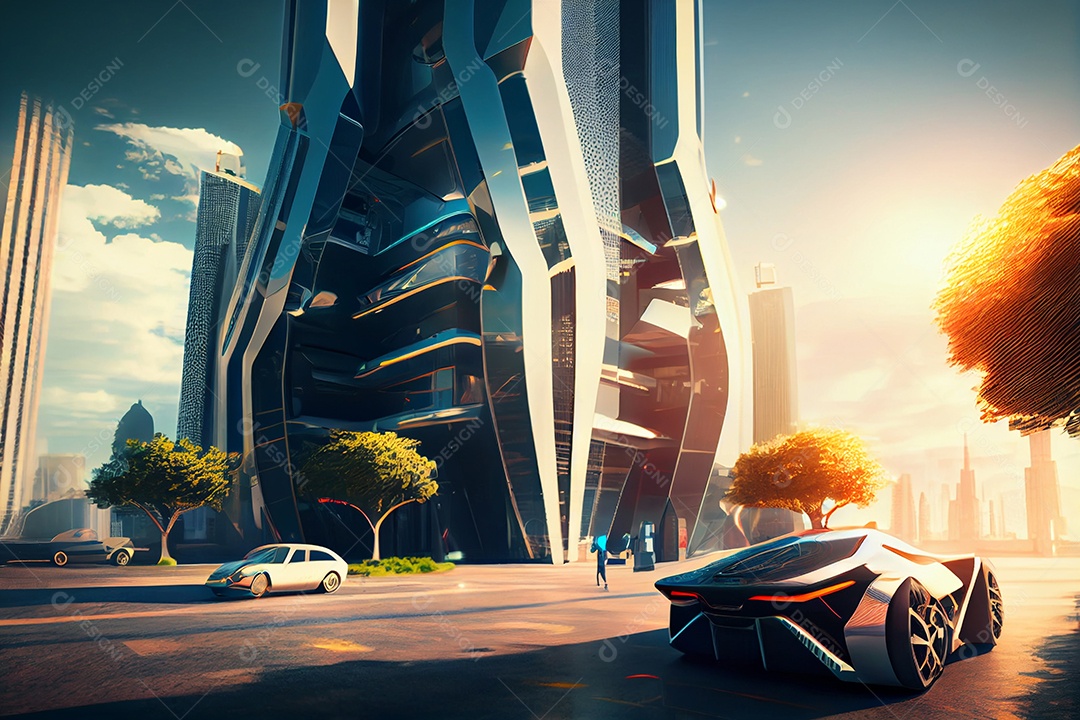 Ilustração 3D carro futurístico