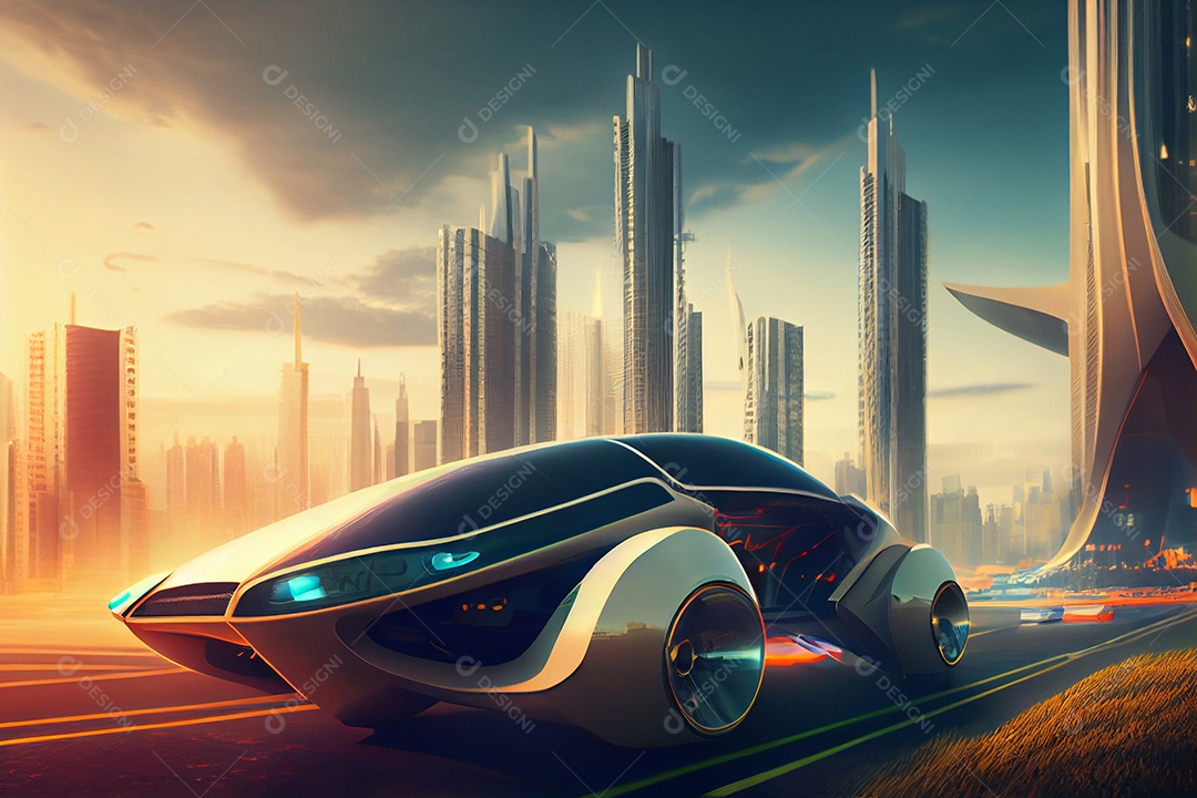 Ilustração 3D carro futurístico