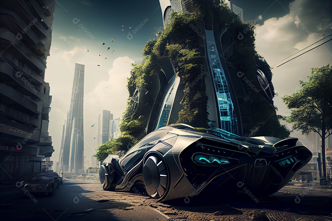 Ilustração 3D carro futurístico
