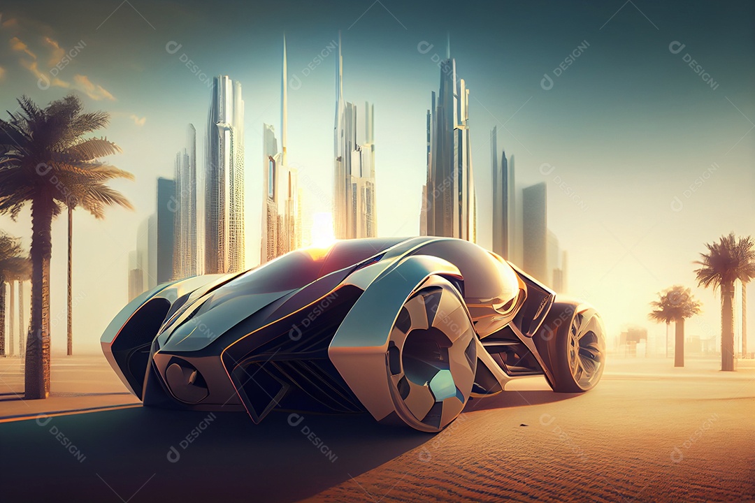 Ilustração 3D carro futurístico