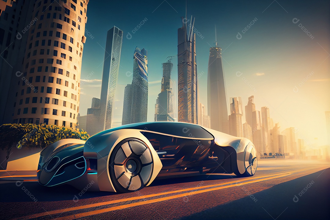 Ilustração 3D carro futurístico