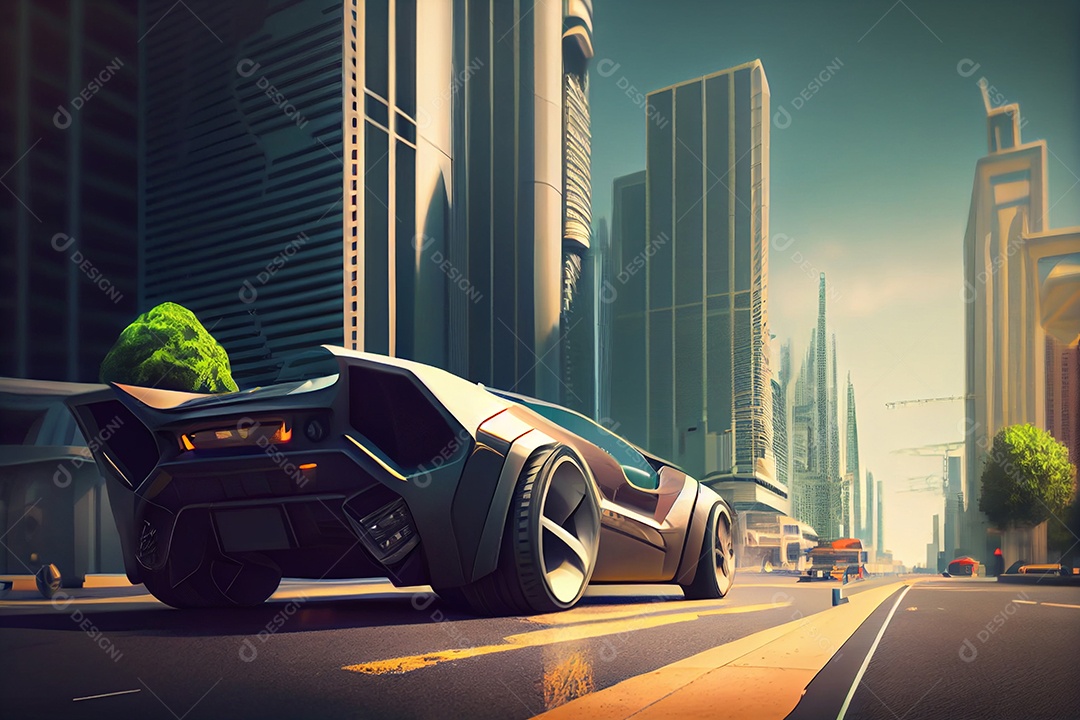 Ilustração 3D carro futurístico