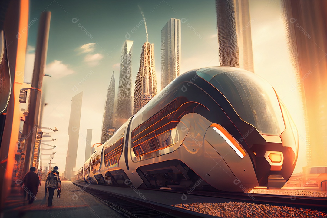 Ilustração 3D transporte futurístico