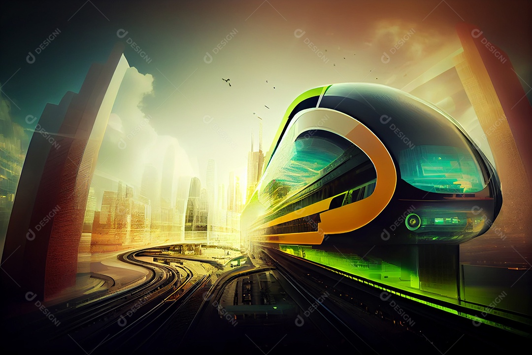 Ilustração 3D transporte futurístico