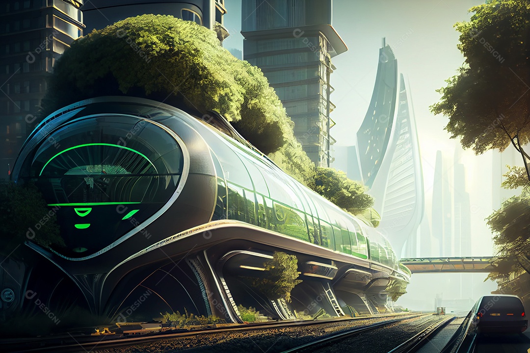 Ilustração 3D transporte futurístico