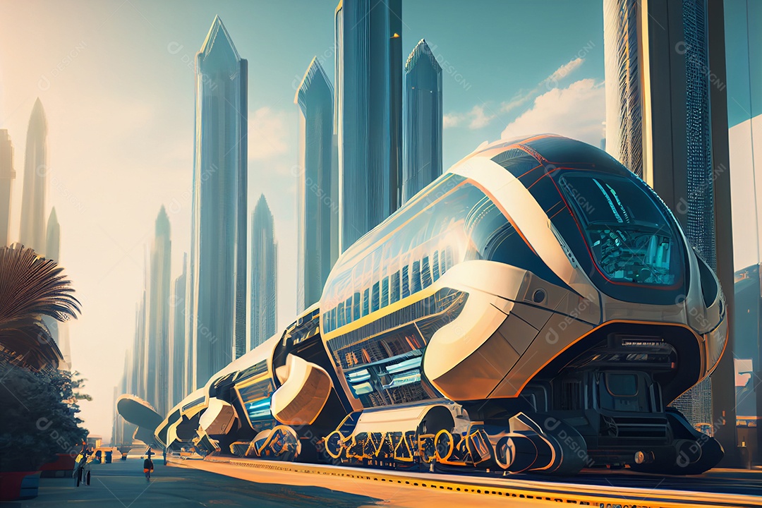 Ilustração 3D transporte futurístico