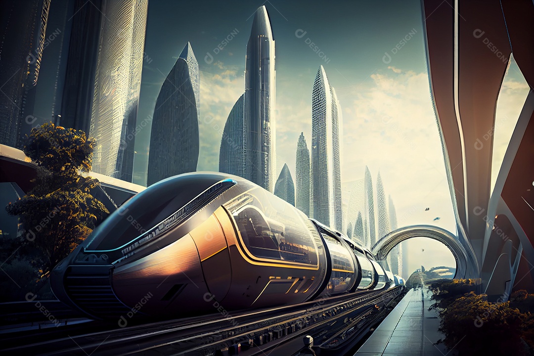 Ilustração 3D transporte futurístico