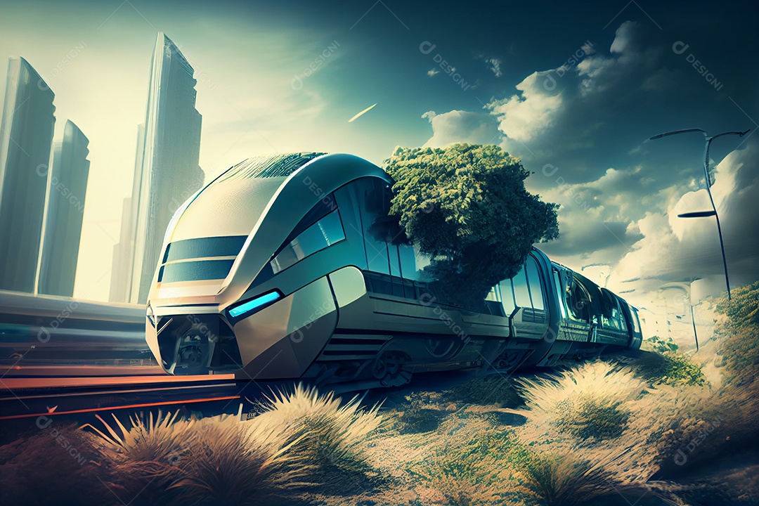 Ilustração 3D transporte futurístico