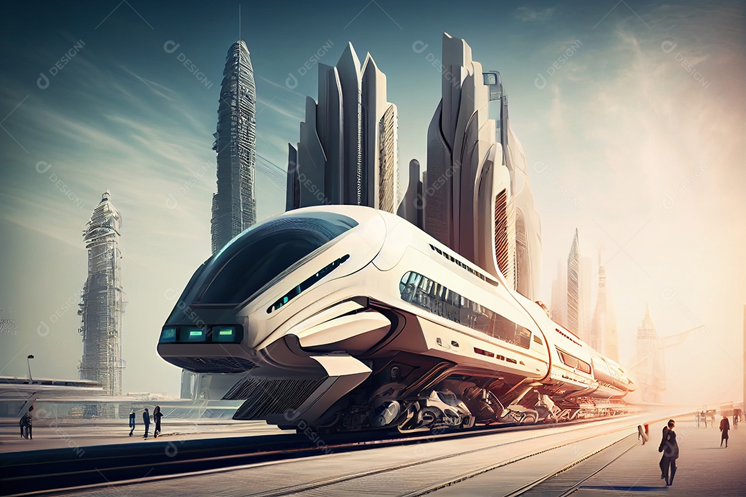 Ilustração 3D transporte futurístico