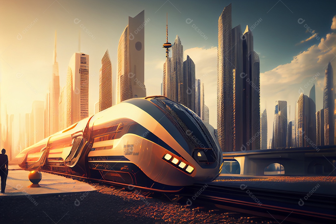 Ilustração 3D ônibus futurístico