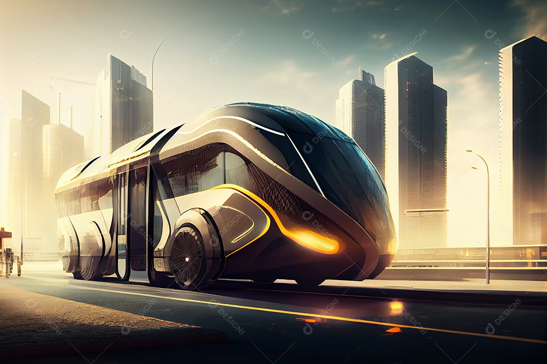 Ilustração 3D ônibus futurístico