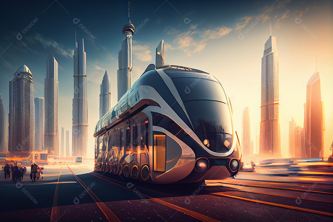 Ilustração 3D ônibus futurístico