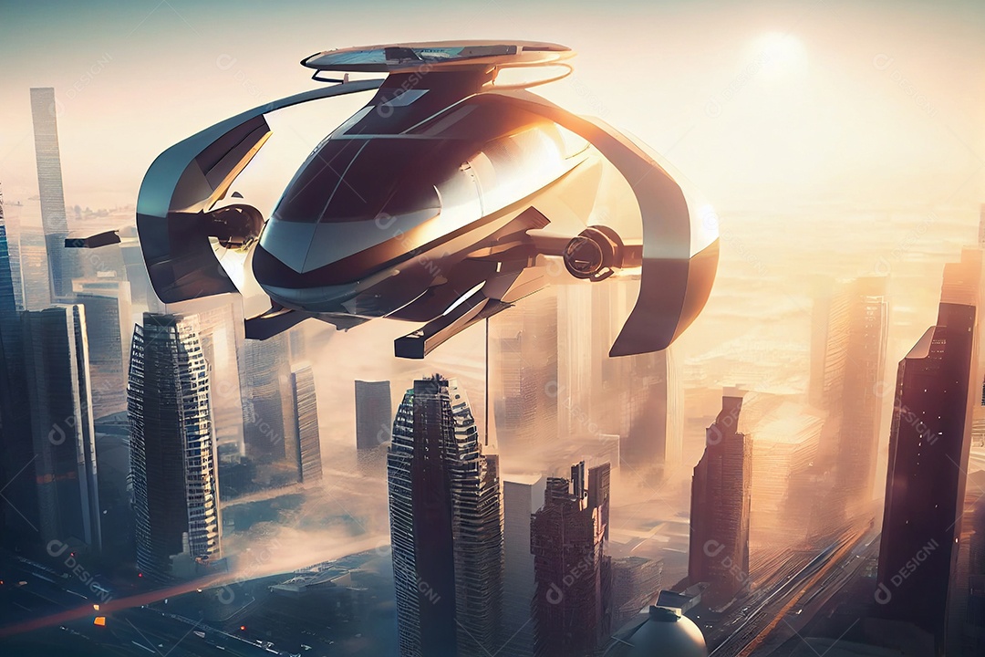 Ilustração 3D espaçonave futurística