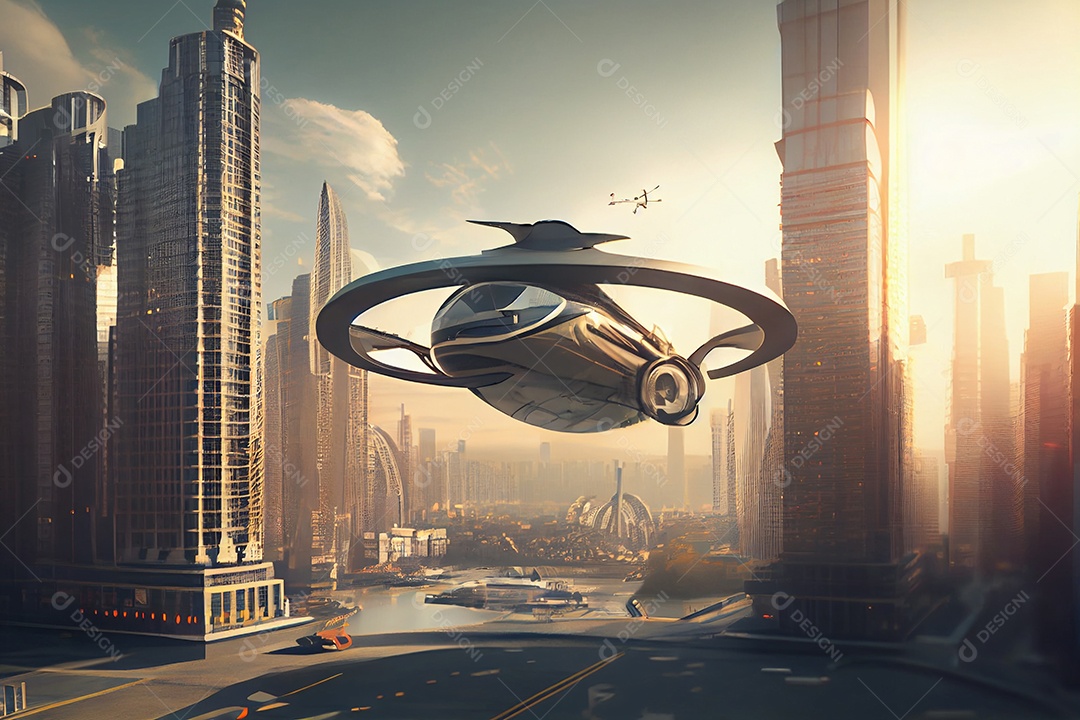 Ilustração 3D espaçonave futurística