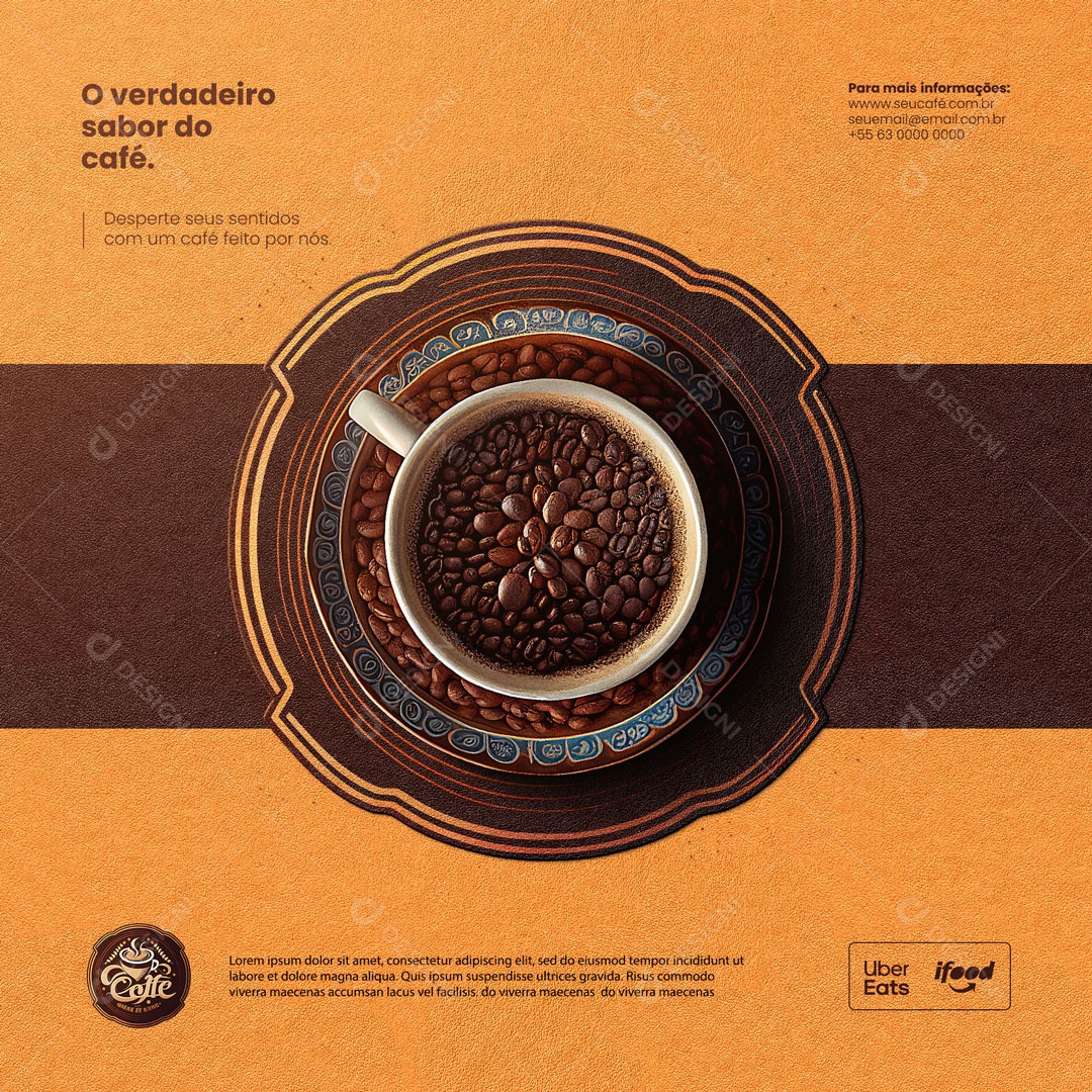 O Verdadeiro Sabor do Café. Cafeteria Social Media PSD Editável