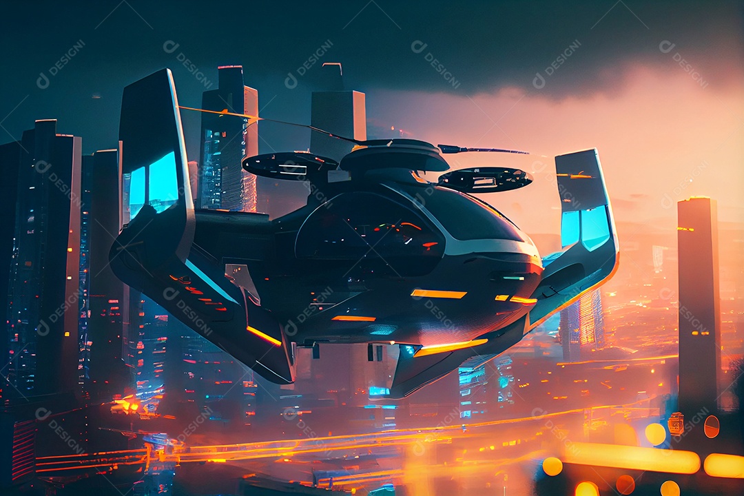 Ilustração 3D espaçonave futurística