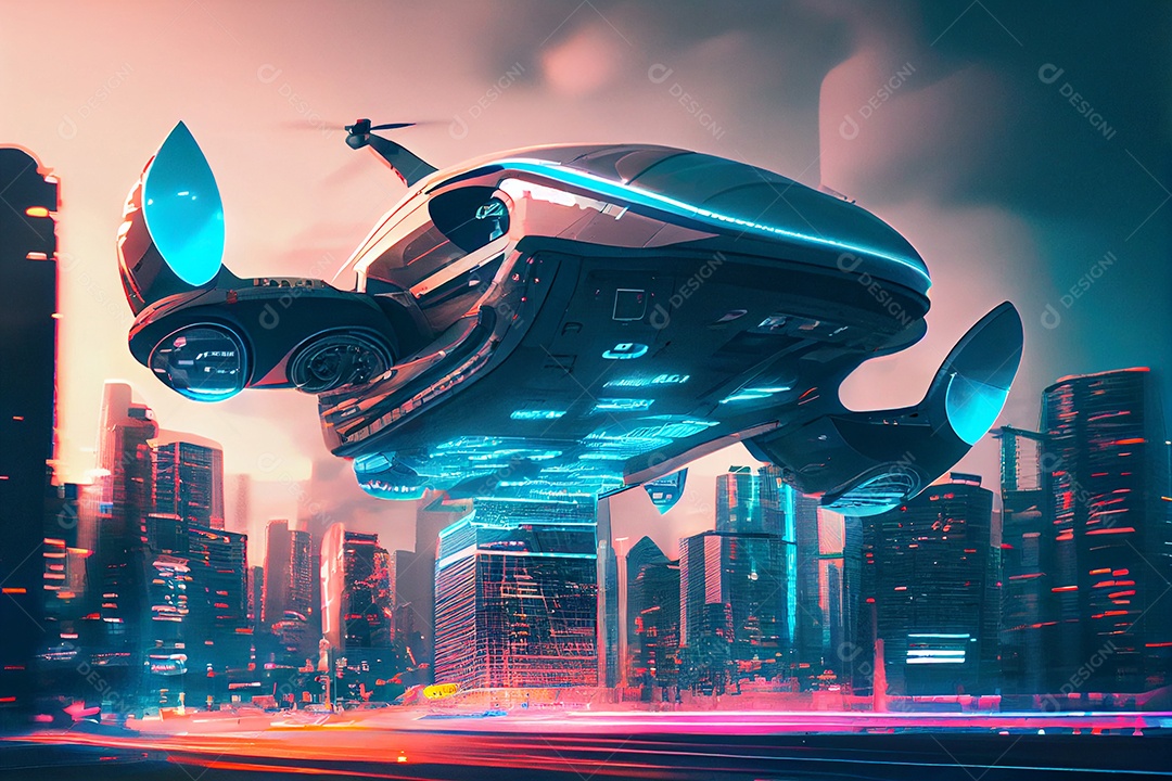 Ilustração 3D espaçonave futurística