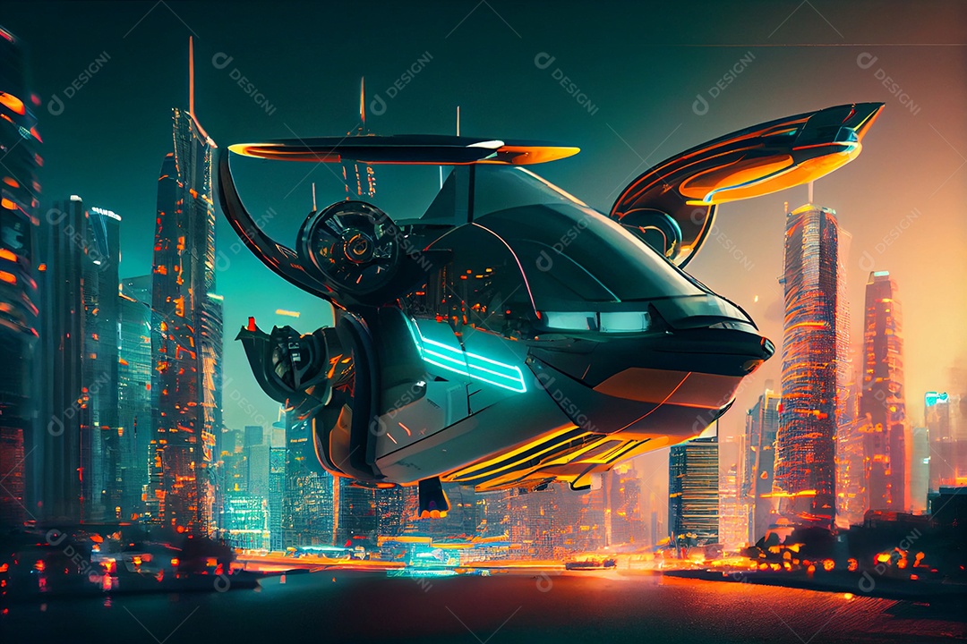 Ilustração 3D espaçonave futurística