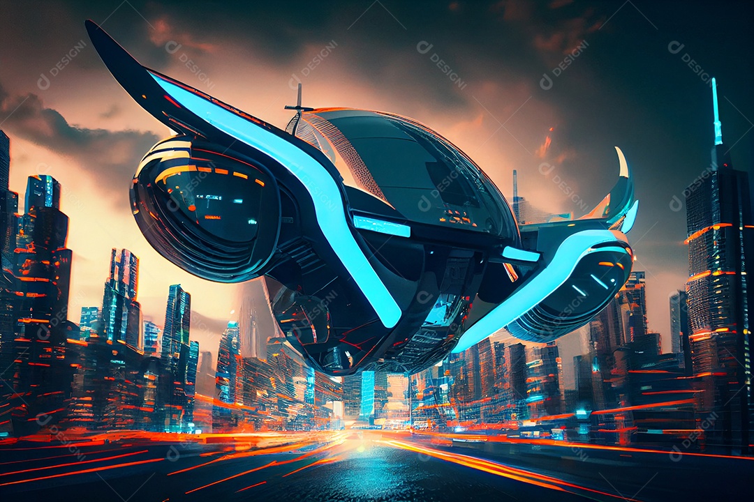 Ilustração 3D espaçonave futurística