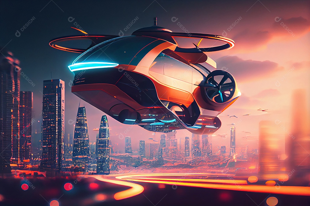 Ilustração 3D espaçonave futurística