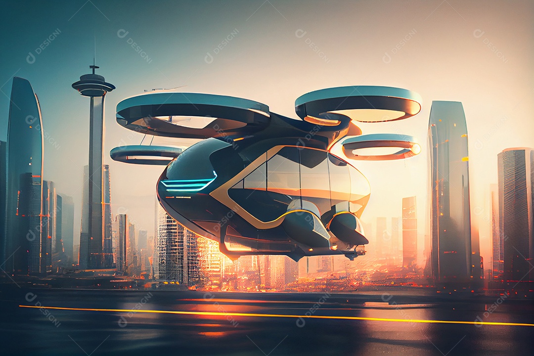 Ilustração 3D espaçonave futurística