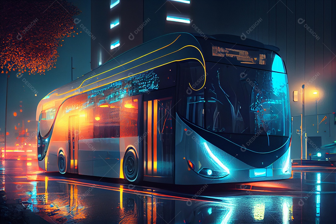 Ilustração 3D ônibus futurístico