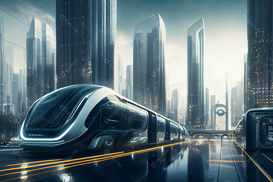 Trem metrô  andando sobre trilhos