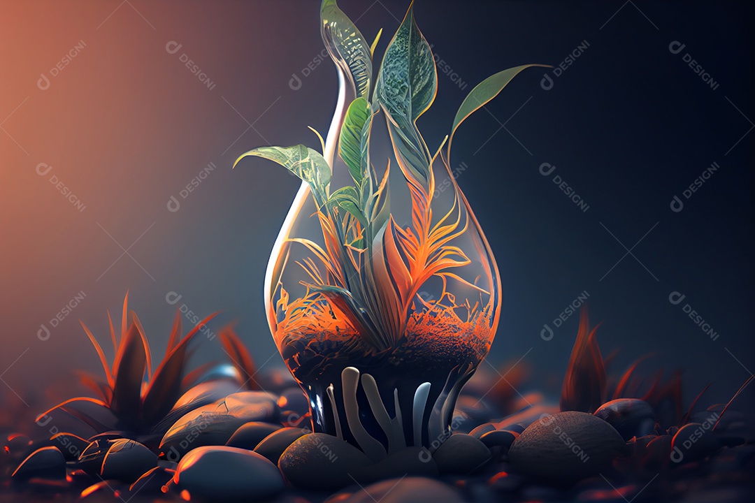 Floresta sobre uma lâmpada