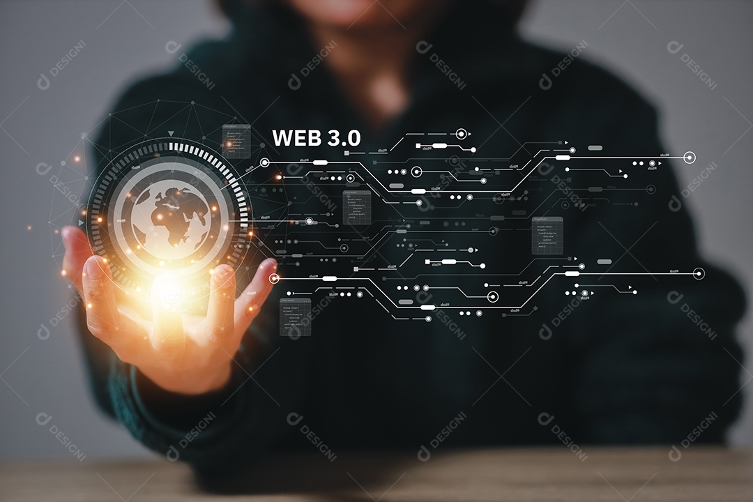 Tecnologia de computação em nuvem e armazenamento on-line para ideias de redes de negócios de computadores conectadas a serviços de servidor de Internet para transferência em nuvem mostradas na futura Rede de Dados.