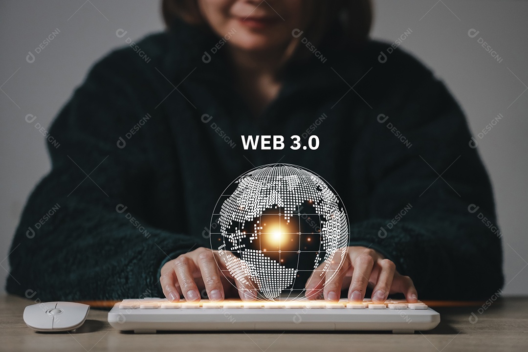 Tecnologia de computação em nuvem e armazenamento on-line para ideias de redes de negócios de computadores conectadas a serviços de servidor de Internet para transferência em nuvem mostradas na futura Rede de Dados.