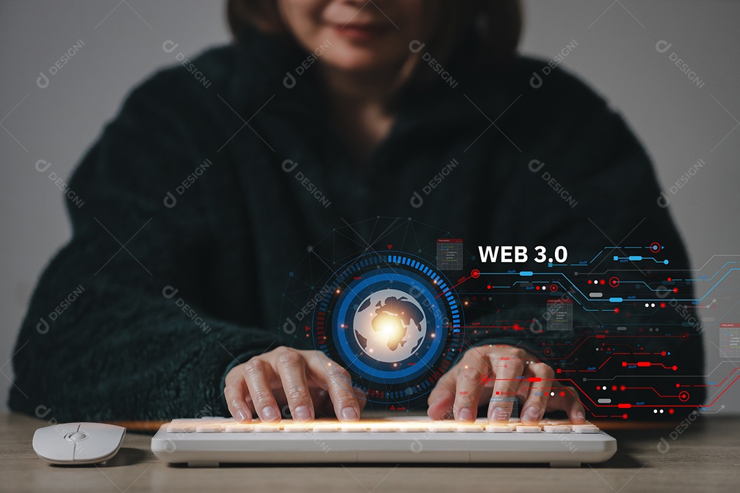 Tecnologia de computação em nuvem e armazenamento on-line para ideias de redes de negócios de computadores conectadas a serviços de servidor de Internet para transferência em nuvem mostradas na futura Rede de Dados.