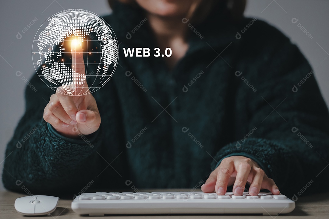 Tecnologia de computação em nuvem e armazenamento on-line para ideias de redes de negócios de computadores conectadas a serviços de servidor de Internet para transferência em nuvem mostradas na futura Rede de Dados.