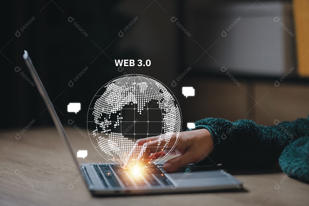 Tecnologia de computação em nuvem e armazenamento on-line para ideias de redes de negócios de computadores conectadas a serviços de servidor de Internet para transferência em nuvem mostradas na futura Rede de Dados.