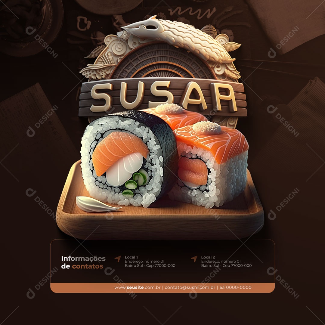 Restaurante Comida Japonesa Sushi Social Media PSD Editável