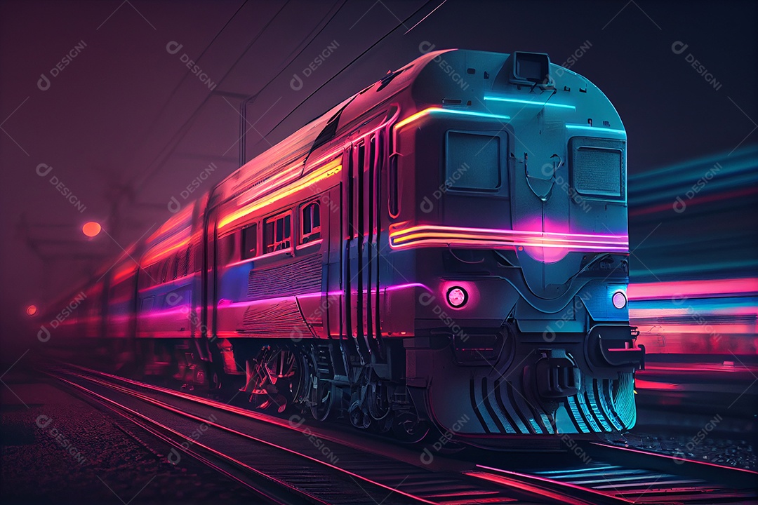 Trem metrô andando sobre trilhos