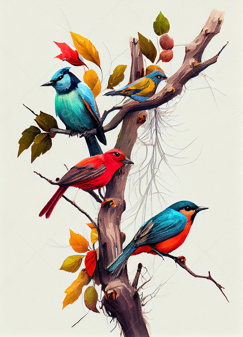 Pássaro galhos de uma arvore floresta