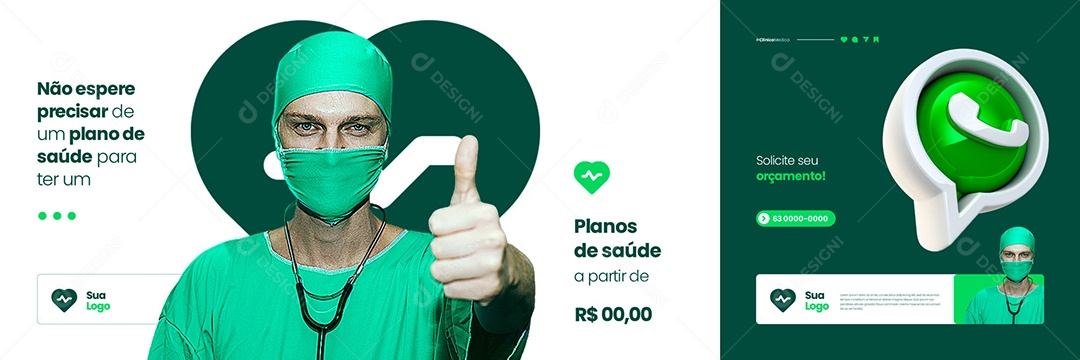 Carrossel Planos de Saúde Solicite Seu Orçamento! Social Media PSD Editável