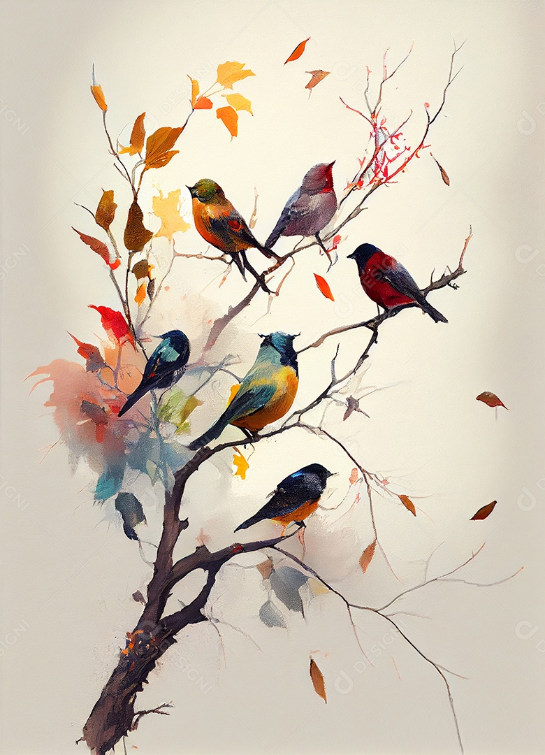 Pássaro galhos de uma arvore floresta