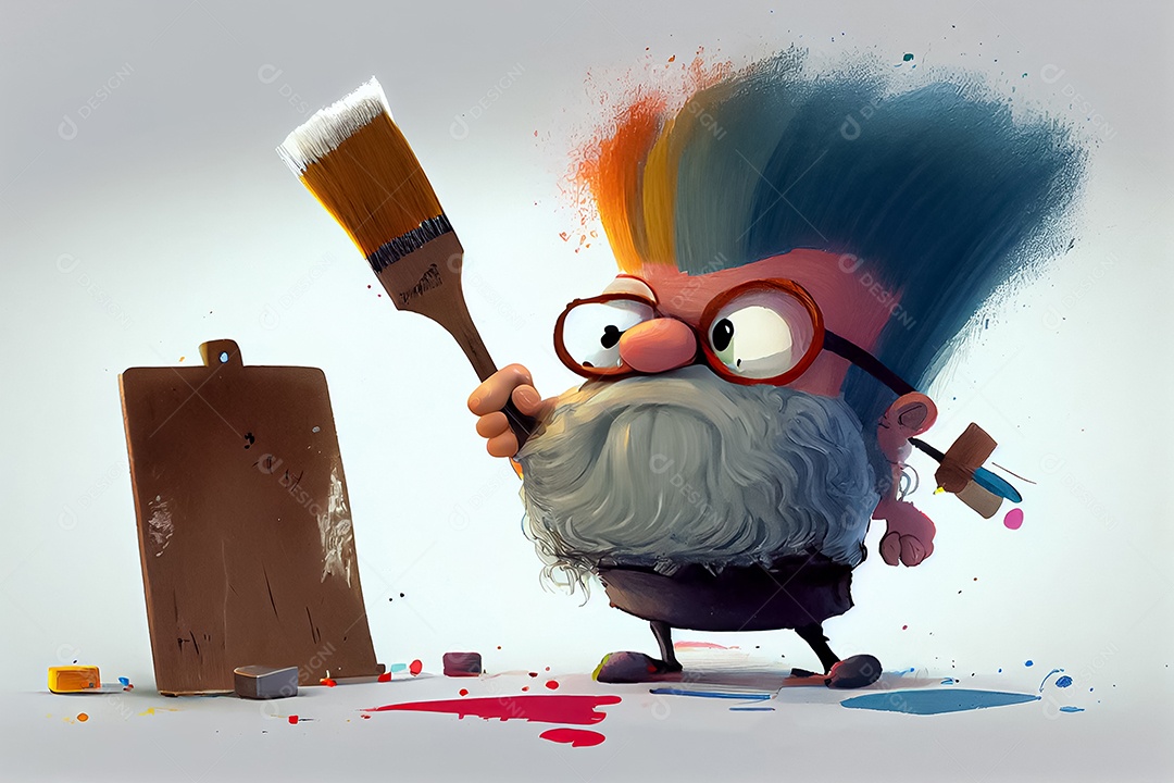 Prancheta de desenho de pincel de desenho animado