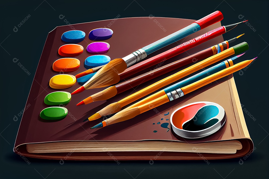 Prancheta de desenho de pincel de desenho animado