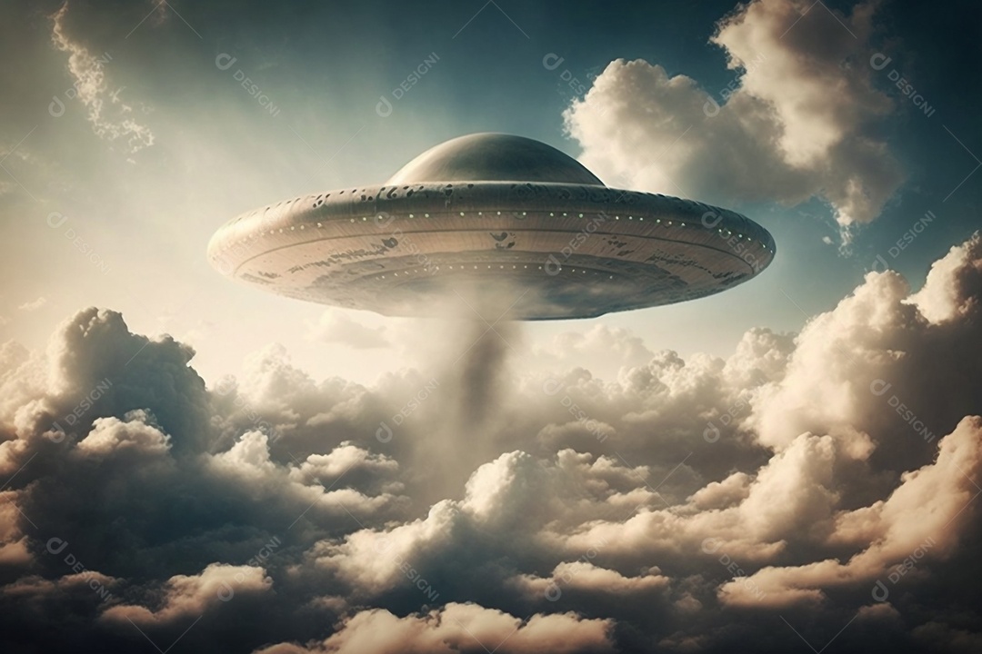 Disco voador sobre as nuvens