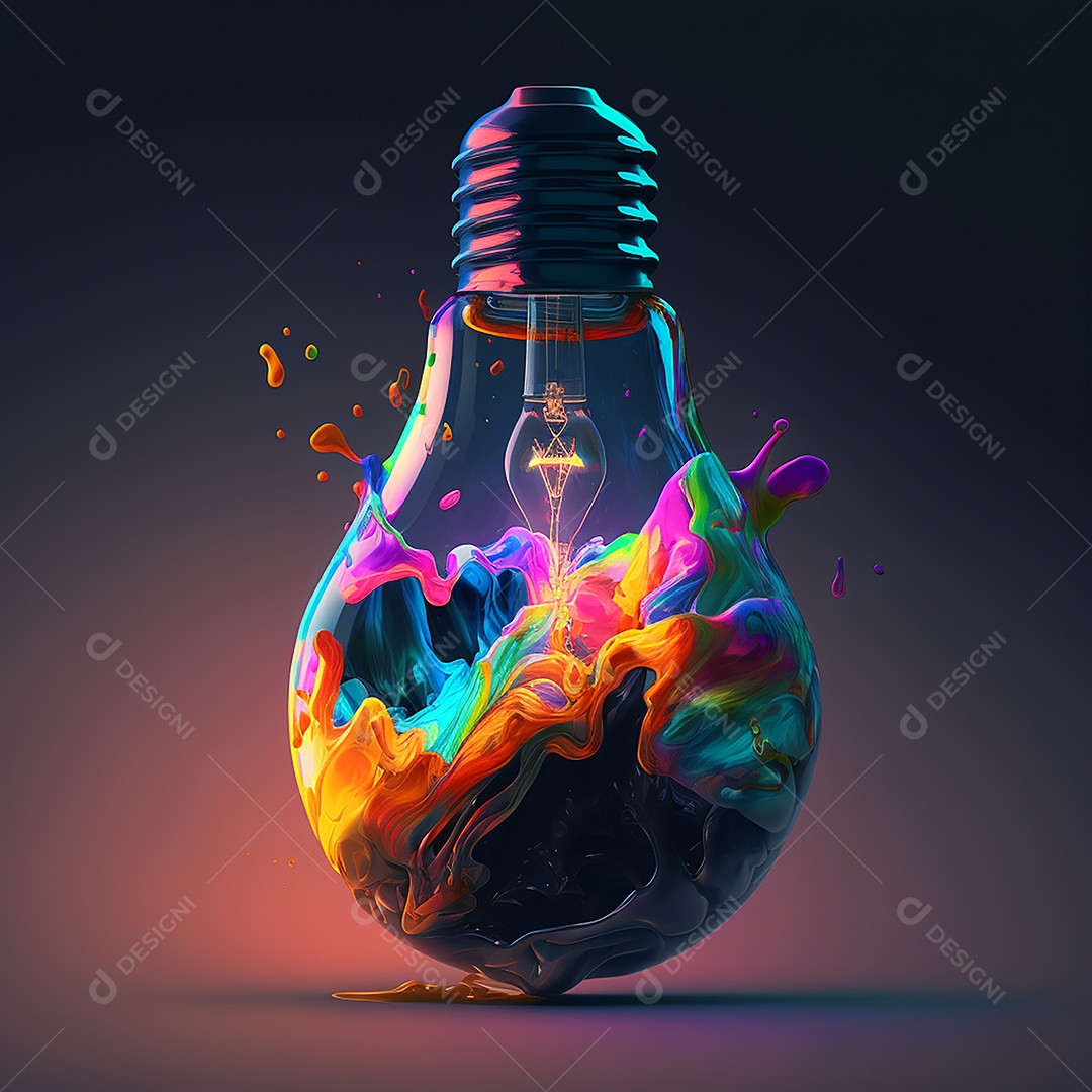 Lâmpada com cores de pintura a óleo