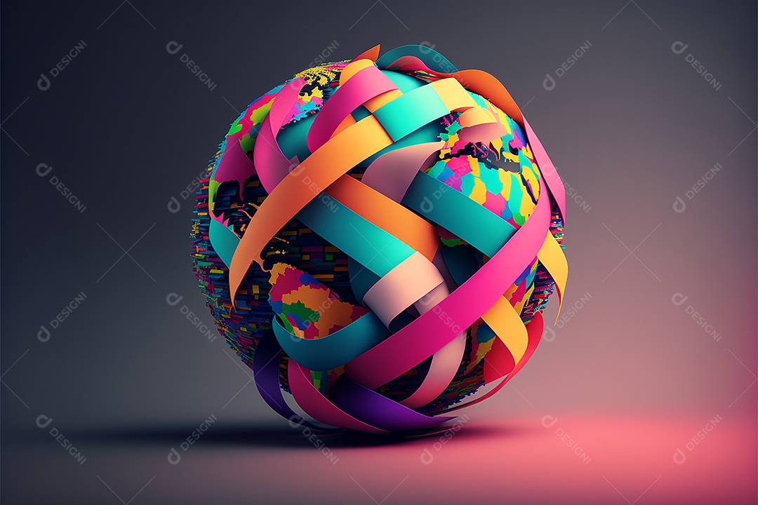 O globo com um círculo de consciência colorida