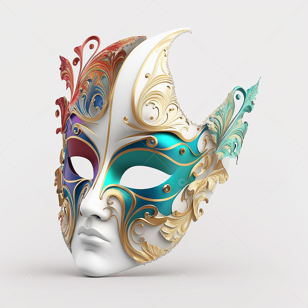 Máscara de carnaval com fundo branco isolado