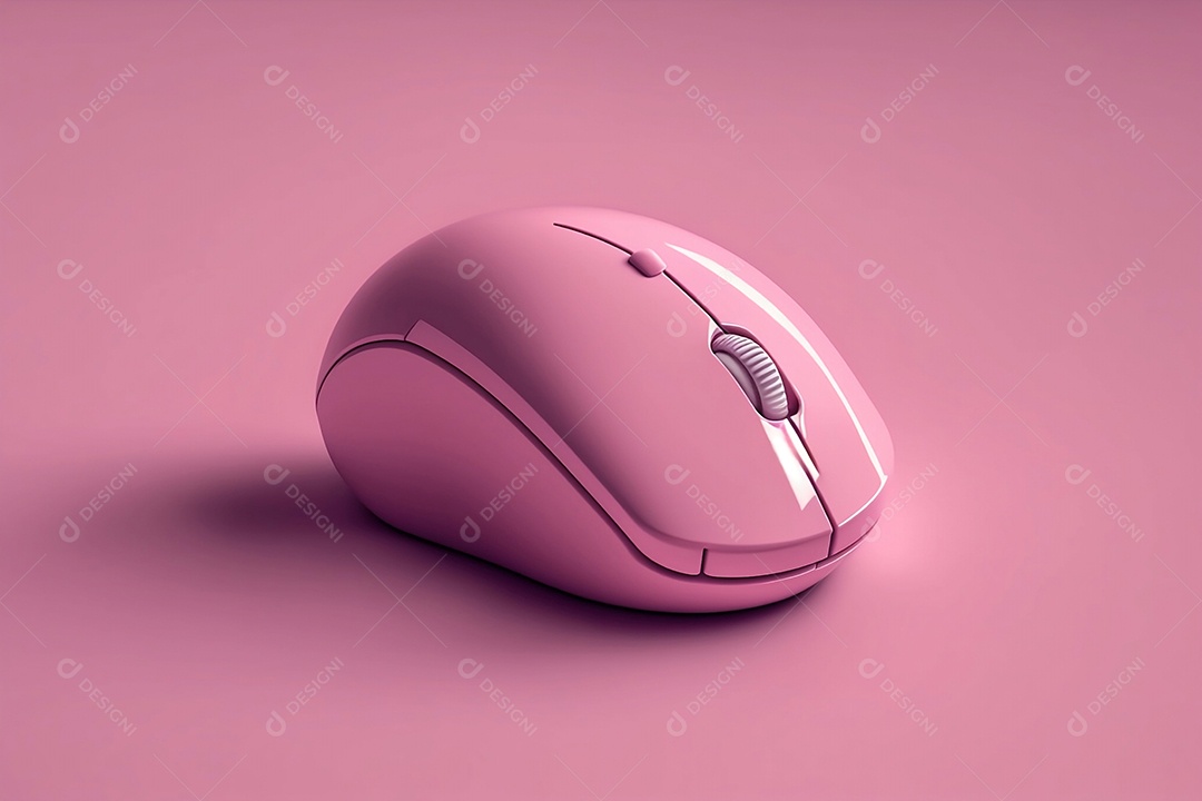 Mouse de computador em fundo rosa