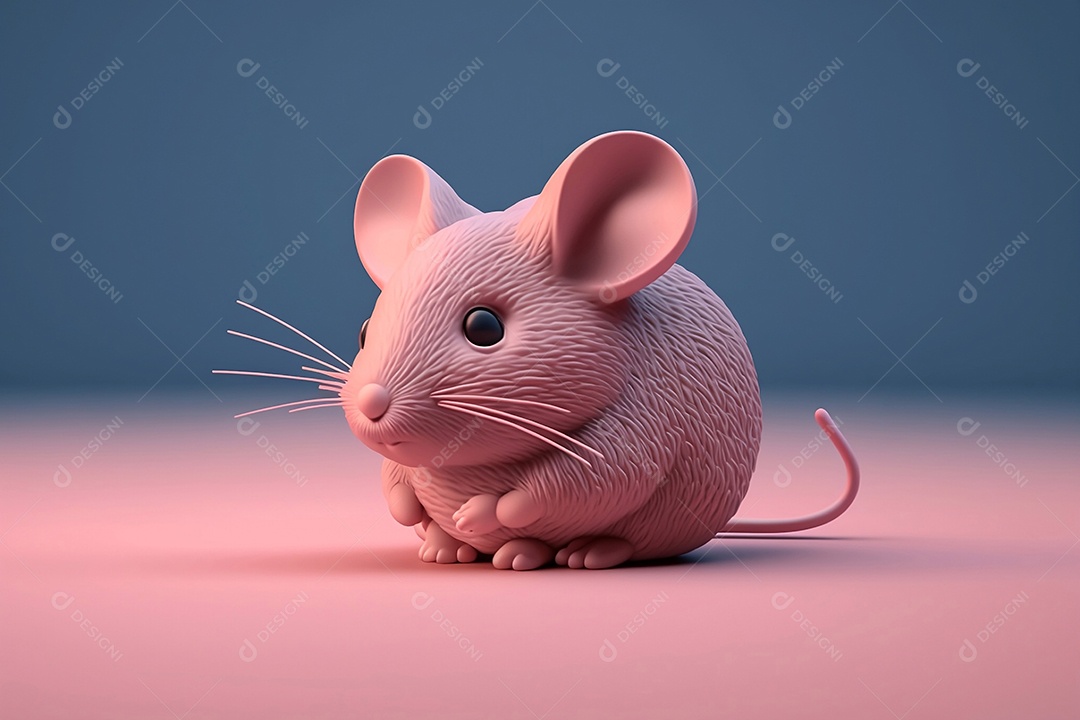 Ratinho rosa sobre fundo azul