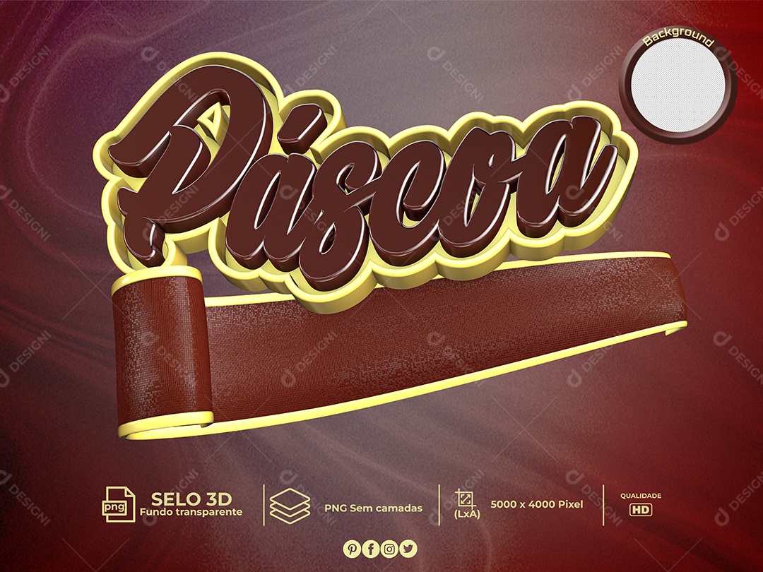 Páscoa Selo 3D de Chocolate Para Composição PNG Transparente