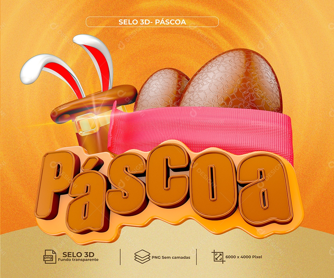 Páscoa Selo 3D Para Composição PNG Transparente