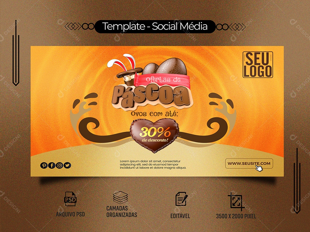Easter Egg Deals Banner With Up To 30% Off Editable Social Media PSD