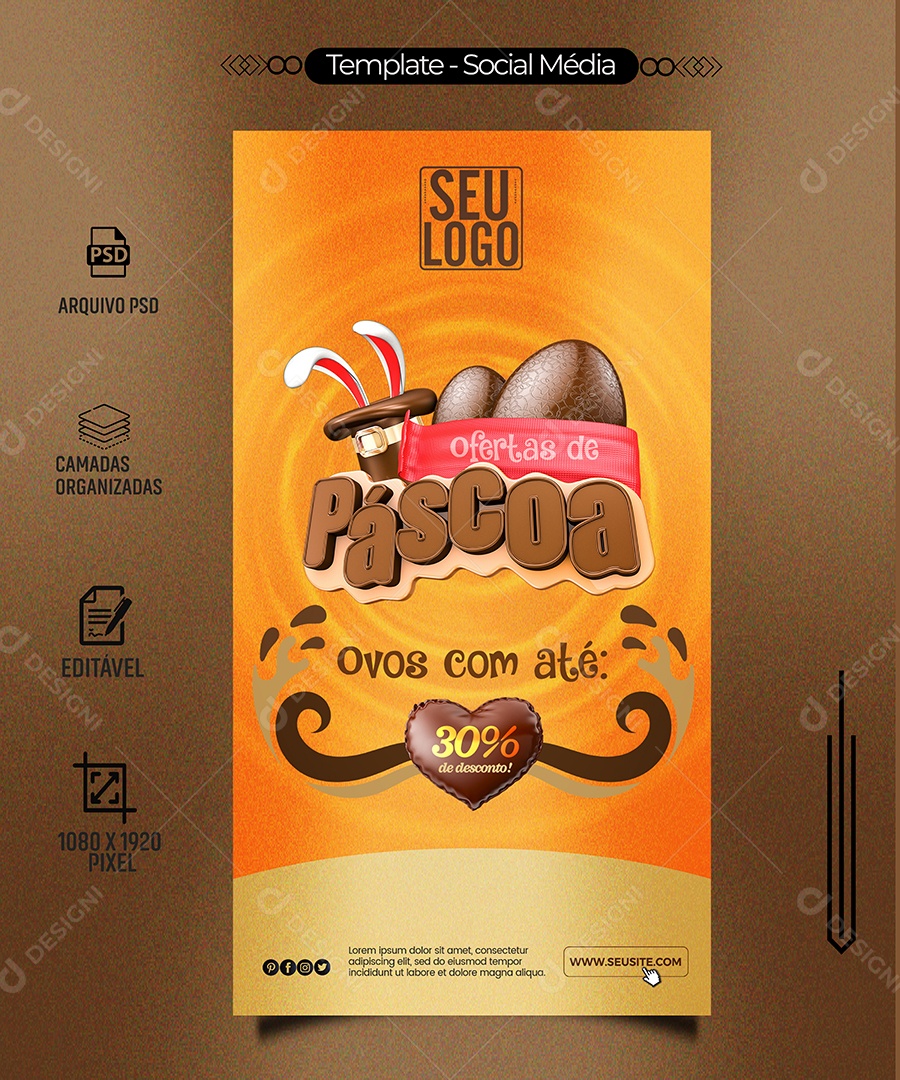 Story Páscoa De Ofertas Ovos Com Até 30% De Desconto Social Media PSD Editávell